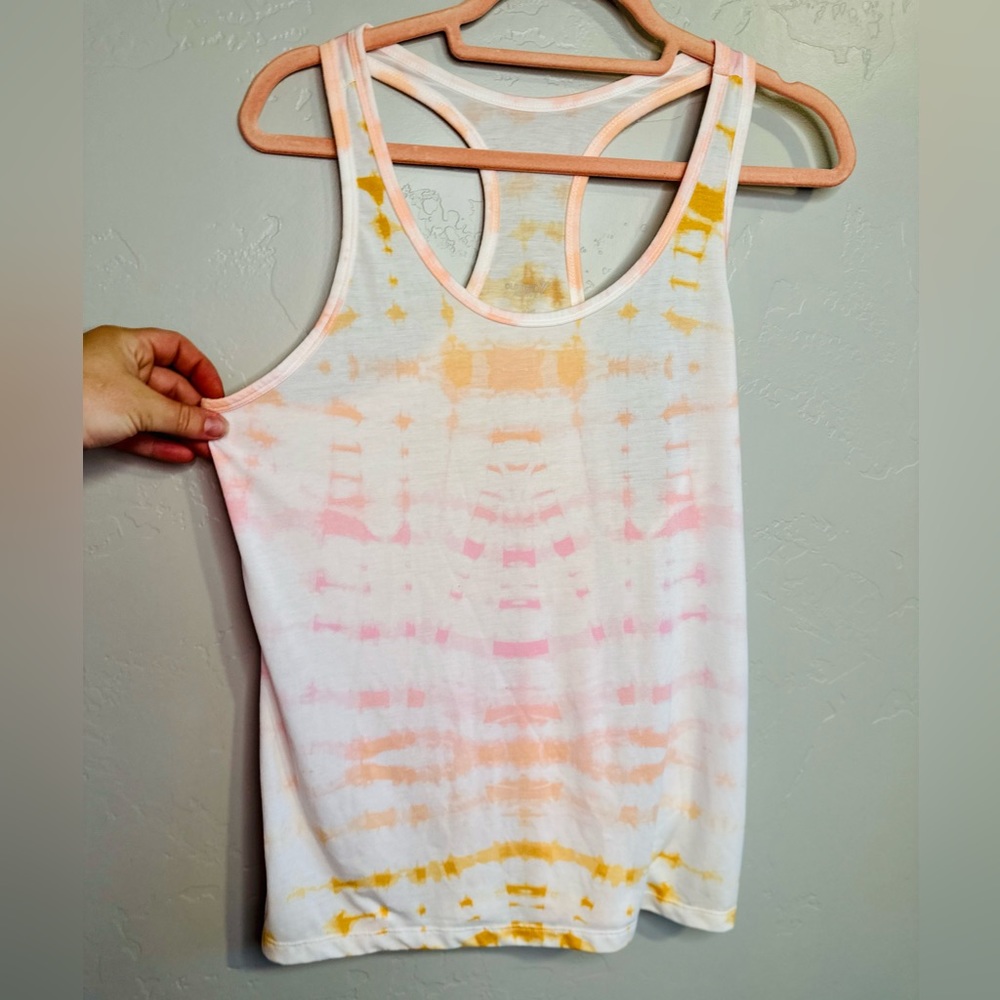 Tie Dye Tank Racer Back Light Weight Orange/Pink/White SZ LARGE - Picture 5 of 14